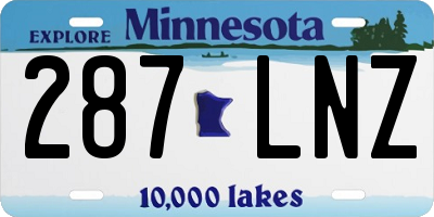 MN license plate 287LNZ