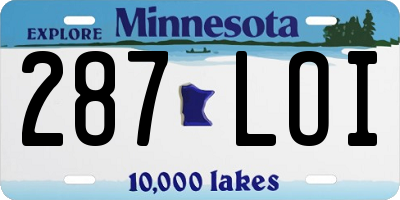 MN license plate 287LOI