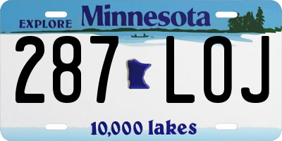 MN license plate 287LOJ