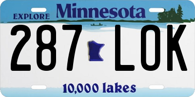 MN license plate 287LOK