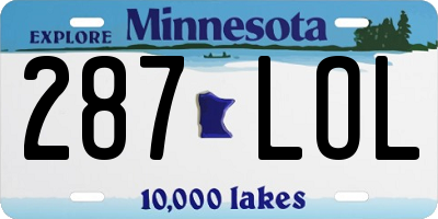 MN license plate 287LOL