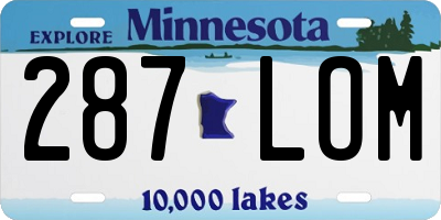 MN license plate 287LOM