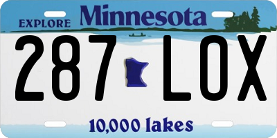MN license plate 287LOX
