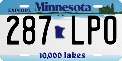 MN license plate 287LPO
