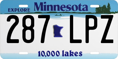MN license plate 287LPZ