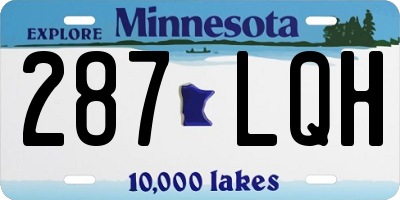 MN license plate 287LQH