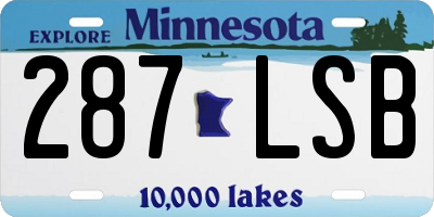 MN license plate 287LSB