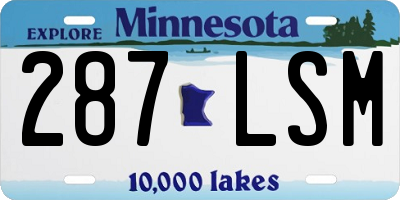 MN license plate 287LSM