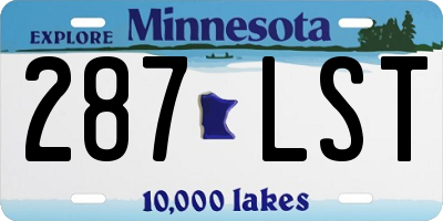 MN license plate 287LST