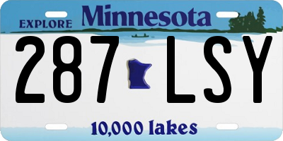 MN license plate 287LSY