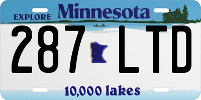 MN license plate 287LTD