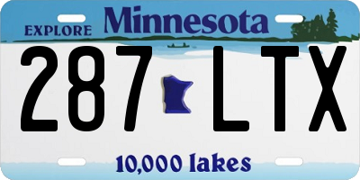 MN license plate 287LTX
