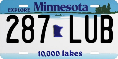 MN license plate 287LUB