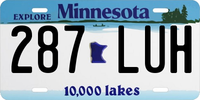 MN license plate 287LUH