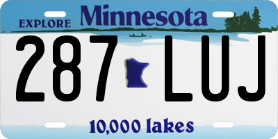 MN license plate 287LUJ