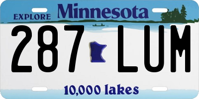 MN license plate 287LUM