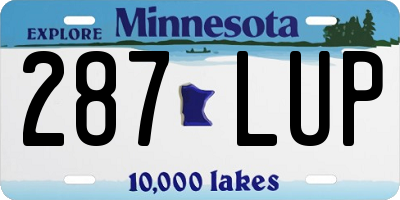 MN license plate 287LUP