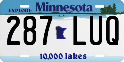 MN license plate 287LUQ