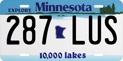 MN license plate 287LUS