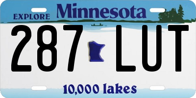 MN license plate 287LUT