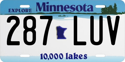 MN license plate 287LUV