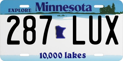 MN license plate 287LUX