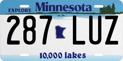 MN license plate 287LUZ