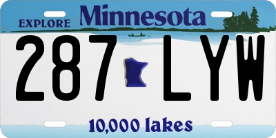MN license plate 287LYW