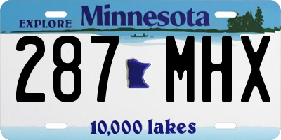 MN license plate 287MHX