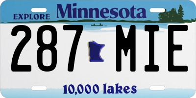 MN license plate 287MIE