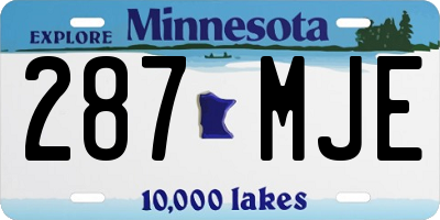 MN license plate 287MJE