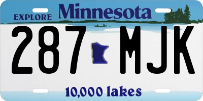 MN license plate 287MJK
