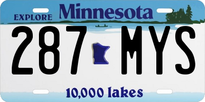 MN license plate 287MYS
