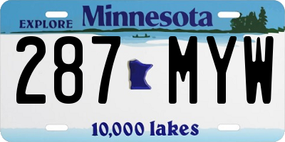 MN license plate 287MYW