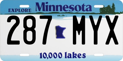 MN license plate 287MYX
