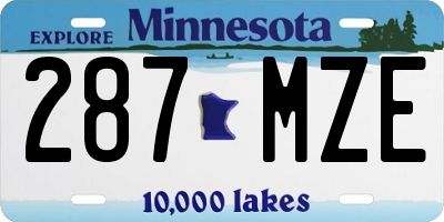 MN license plate 287MZE