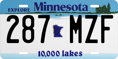 MN license plate 287MZF