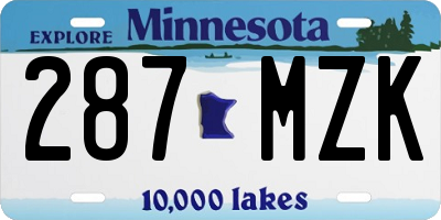 MN license plate 287MZK