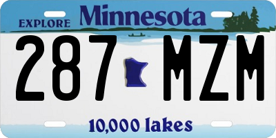 MN license plate 287MZM
