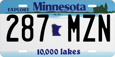 MN license plate 287MZN