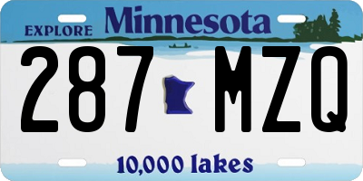 MN license plate 287MZQ