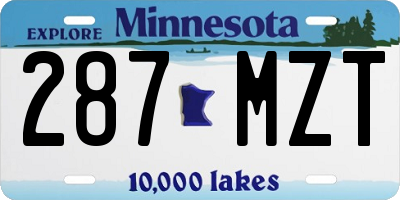 MN license plate 287MZT