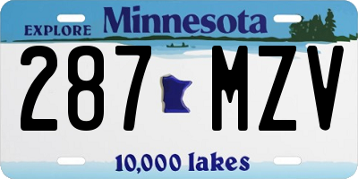 MN license plate 287MZV