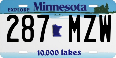 MN license plate 287MZW