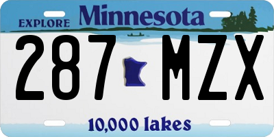 MN license plate 287MZX