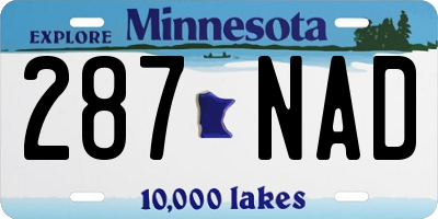 MN license plate 287NAD