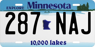 MN license plate 287NAJ