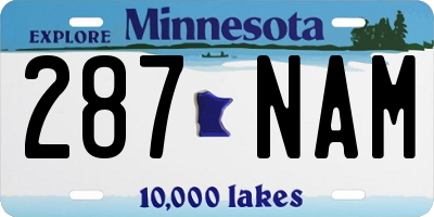 MN license plate 287NAM
