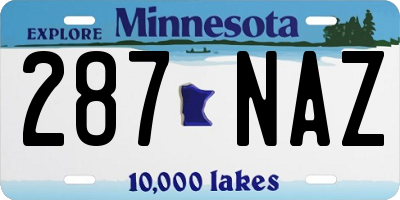 MN license plate 287NAZ