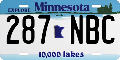 MN license plate 287NBC